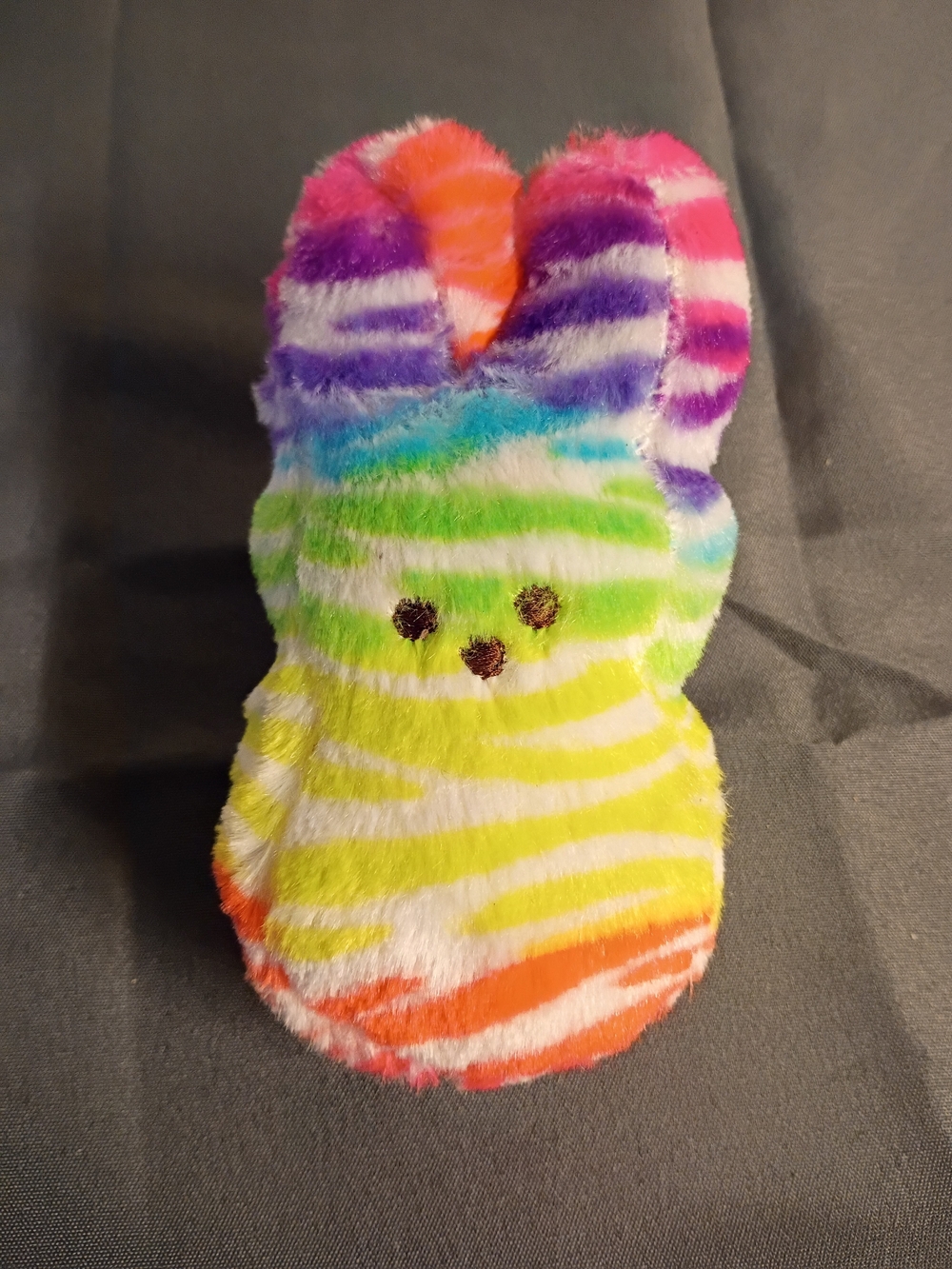 Plush Rainbow Striped Bunny Small Pet Toy - Multicolor
